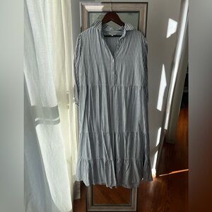 Max Studio Blue and White Striped Dress 1X